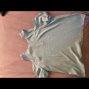 Blue cold shoulder top